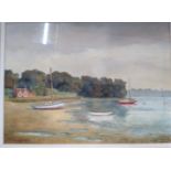 Jack Welbourne watercolour "Walberswick (River Blyth), glazed and framed.