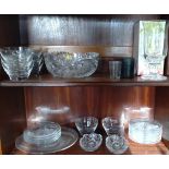 A Darlington Regency Celery Vase with original box 21cm, glass bowls, dishes and a small measuring