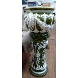 A Minton style Ceramic Jardinière on stand. Circa 1890.(two pieces)