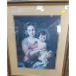 Artist proof prints and a print of the Madonna and child, glazed and framed.