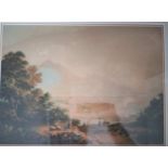 Landscape- Baxter print, glazed and framed. 54cm x 44cm