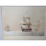 A Signed Limited Edition Print. Five ships at sea. Derek G M Gardner. 60cm x 73cm "Orion"