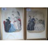 Two reproductions of Three ladies. French 1869, 30cm x 20cm.Framed and glazed.