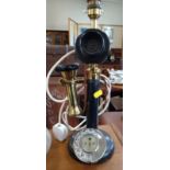 A Novelty candlestick telephone made into a lamp