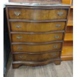 A mahogany chest of five long drawers. 20th century. 100cm x 78cm x 52cm