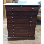 A specimen cabinet with drawers and glass covers. Circa 1920.