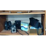 Tasco Futura binoculars, Bushnell 13-2000 binoculars, Kodak Brownie camera, Ising splicer, cine