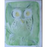 A green owl 27.5cm x 22.5cm
