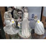 Lladro mother with child 34cm and two maidens 36cm and 26cm (3)