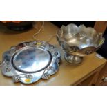 An art nouveau silver-plated fruit bowl and matching and matching tray