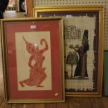 WITHDRAWN Two Egyptian papryus pictures, 61 x 42 cm and two Thai brass rubbings (4)