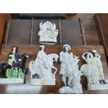 Five Staffordshire groups including Dick Turpin 31cm to 38cm (5)