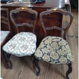 Two Victorian Mahogany Framed Balloon Back Chairs. With over stuffed seats.