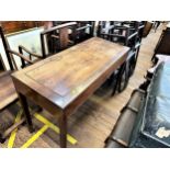 A Chinese Rosewood Desk. Fitted with two drawers. Circa 1920. Of rectangular for, on square supports