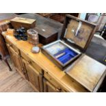 A quantity of treen. Some antique. |Including a tea caddy and a stilton stand. (a lot)