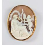 A Victorian cameo brooch, circa 1880, in high carat yellow metal mount. 60mm x 45mm