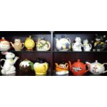 Novelty teapots including cats, rabbit, and Yorkshire Tea (14)