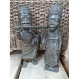 Two bronze figures in the style of Benin.