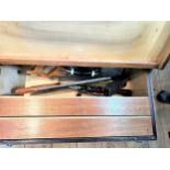 Carpenter's wooden tool box with numerous joiners/ carpenter's tools including: a vintage 14" record