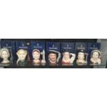 Royal Doulton character jugs Henry VIII and six wives in boxes (7)