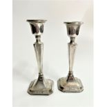 Grant & Son. A Pair of George V Table candlesticks. Quite plain. Birmingham 1933 (loaded). 16cm