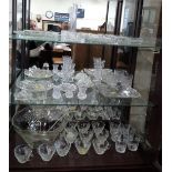 A large glass bowl 31cm diameter, vases, cups, and drinking glasses. (37)