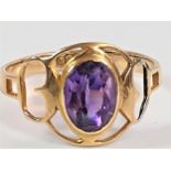 Amethyst gold ring, size H 2.16g