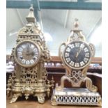 Brass German Mantle Clock 1950-1955 with key (double bell) working but not guaranteed, and another