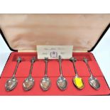 A Set Of Six Silver Plated Queen Elizabeth II Silver Jubilee Tea spoons. cased.