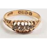 A Diamond ring. Set in 18 carat hallmarked yellow gold. Chester 1911. Size M. 2.2 grams.