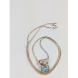 An Italian Sterling Silver Gem set Necklace. 20.5 cm drop. 6.35 grams.