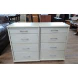 A pair of four-drawer bedside drawers.