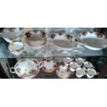 Royal Albert Old Country Roses pattern dinner wares including tureen with lid, bowls and cups with
