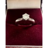 A solitaire Round Brilliant Diamond Ring. 0.53 carats. Colour H. VVS2. With GIA certificate. Size J.