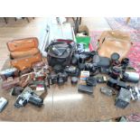13 vintage Cameras and lenses. Early 20th century.