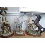 Italian resin figures including Pair of Herons-Guiseppe Armani 35cm, a pair of horses 38cm, and a