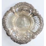 A Queen Victoria Sterling Silver Diamond Jubilee Sweet Meat Dish. Birmingham 1897. 12cm wide. 60