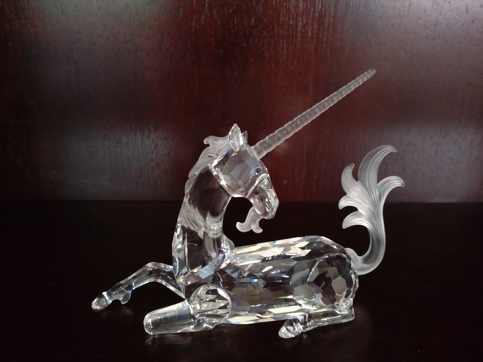 Three Swarovski cut glass dancers 14cm to 20cm, dragon and a unicorn; and a ceramic Simba from - Image 3 of 7