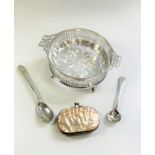 An Edwardian Sterling Silver and Cut glass Butter Dish. Birmingham 1909. a george III Sterling