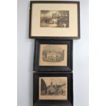 Three 19th Century Coloured Engravings. Framed. in sizes.