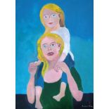 Madonna and Child (seated on shoulders) oil on calico by Richard Conway-Jones. 100cm x 75cm.