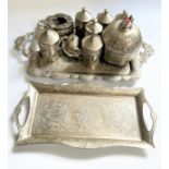 An Islamic Silver plated Coffee or tea set. Vintage.
