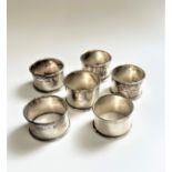 Six Sterling Silver Napkin rings. Birmingham 1925. 88 grams.