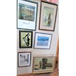 A Collection of various pictures. 20th century. Framed and glazed