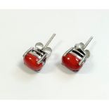 A Pair of Coral Studs in silver