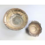 Two sterling silver bowls. circa 1900. each stamped Silver. 17cm and 10.5 cm diameter. 168 grams.