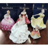 Royal Doulton figures of ladies- Southern Belle, My Love, Christine, Ninette, and Victoria with