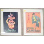 A pair of Campari posters. framed and glazed. 39cm x 29cm.