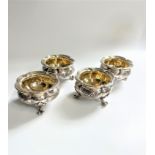 A Set of Four Sterling Silver Paul Storr salt cellars. London 1837