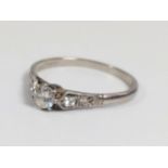 A platinum engagement ring set with diamonds. size N and a half. 1.67 grams.